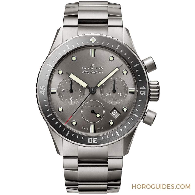 BLANCPAIN - 18K紅金藍面、23級鈦灰面，Blancpain五十噚深潛器飛返計時碼表兩款延伸新作