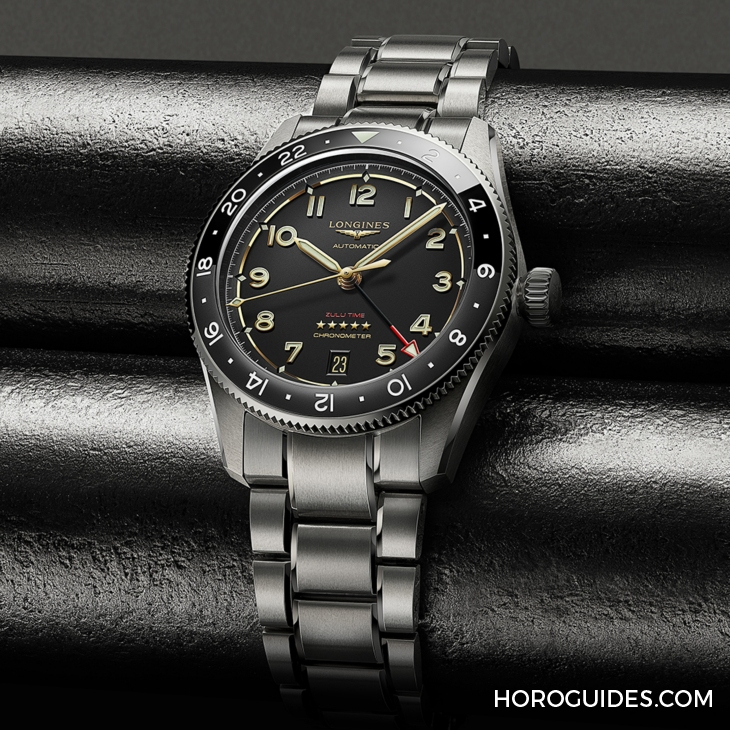 LONGINES - SPIRIT - L3.802.1.53.6 - LONGINES Spirit再掀熱潮！ Spirit Zulu Time鈦金屬腕表與計(jì)時(shí)秒表間金新色登場(chǎng)